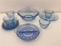 Assorted Blue Depression Glass & More