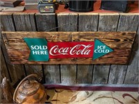 Vintage Coca Cola Sold Here Advertising Sign.
