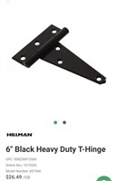 Heavy Duty T-Hinges Black 6" - 2 Pack

Hillman