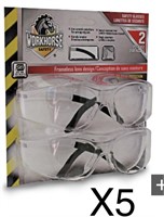 X5 Workhorse Safety Glasses Clear Lens 2/package
