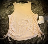 Size M Love, Fire ruched pale pink tank top