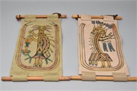 (2) Native American Drawings on Leather