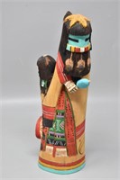 Hopi / Tewa Longhair & Maiden Carved Wood Doll