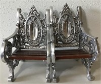 2 PEWTER DECORATIVE CHAIRS
