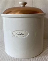 PORTUGAL POTTERY COOKIE JAR COPPER LID