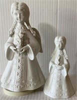 2 BISQUE LITTLE GIRLS MUSIC BOX AND BELL