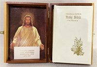 VINTAGE BIBLE IN PINE BOX