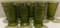 8 VINTAGE OLIVE GREEN DRINK GLASSES
