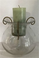 GLASS METAL CANDLE VASE