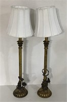 2 GOLD TONE SKINNY TABLE LAMPS
