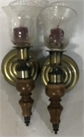 2 VINAGE WOOD WALL CANDLE HOLDERS