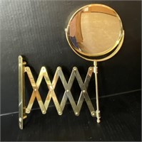 VINTAGE ACCORDIAN GOLD TONE BATHROOM MIRROR