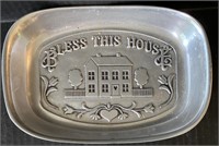 PEWTER WILTON ARMETALE BLESS THIS HOUSE TRAY
