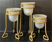 3 METAL CANDLE HOLDERS