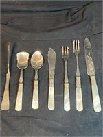 Mother of Pearl cutlery & Sterling knife - XB