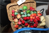 VINTAGE FRUIT PICKS IN BASKET