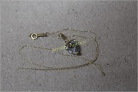 10KT BROKEN GOLD CHAIN WITH 10K AND CLEAR STONE