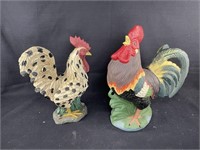 2 Roosters Resin, Ceramic 10"-12" Tall