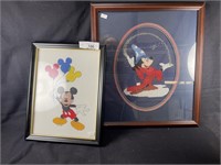 2 Framed Mickey Mouse Crosstitch