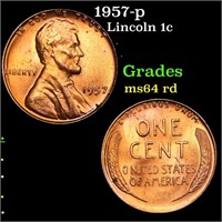 1957-p Lincoln Cent 1c Grades Choice Unc RD