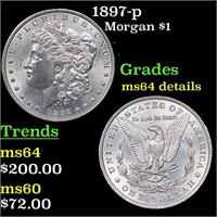 1897-p Morgan Dollar $1 Grades Unc Details