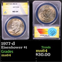 ANACS 1977-d Eisenhower Dollar $1 Graded ms64 By A