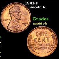 1941-s Lincoln Cent 1c Grades GEM+ Unc RB