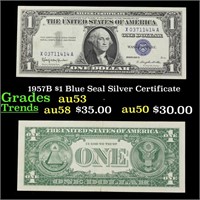 1957B $1 Blue Seal Silver Certificate Grades Selec