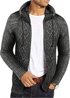 SIZE SMALL COOFANDY MEN'S FULL ZIP HOODED KNITTED