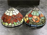 2pc Tiffany Style Art Deco Stain Glass Lamp Shades