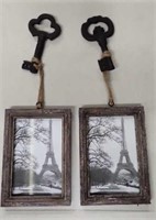 2 Eiffel Tower Pics with Cast Iron Key Hangers