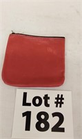 Red Leather Zip Pouch