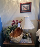 Lamp, Small Picture & Items on Nightstand