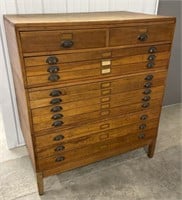 Vintage Wooden Flat File / Drafting Cabinet