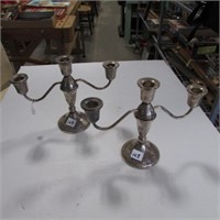PR OF STERLING 3 POSITION CANDLE HOLDERS