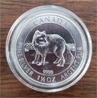 2014 1.5oz Silver Fox Canada 8 Dollar Coin