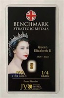 1/4 (0.25) Grain Gold Bar - Queen Elizabeth II