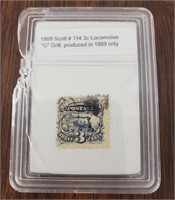 1869 Scott #114 3c Locomotive Postage Stamp