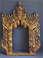 Large Ornate Gilt Wood Thai Mirror Frame