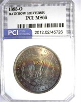 1885-O Morgan PCI MS-66 Rainbow Reverse