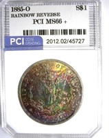 1885-O Morgan PCI MS-66+ Rainbow Reverse