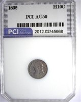 1832 Half Dime PCI AU-50 LISTS FOR $350