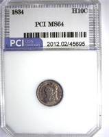 1834 Half Dime PCI MS-64 LISTS FOR $1750