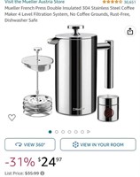 MUELLER FRENCH PRESS STAINLESS STEEL COFFEE MAKER
