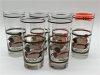 LOT OF 6 DUCK THEMED GLASSES