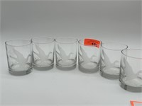 LOT OF 6 DUCK THEMED WHISKEY GLASSES