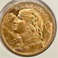 1935 L B 20 Francs Gold BU Coin