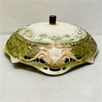 Unusual Antique Ceramic Lamp Shade Hand Painted
