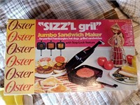 Oster "Sizz"l Grill" Sandwich Maker, NOS