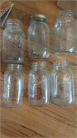 Vintage glass canning jars and rings - 6 quart